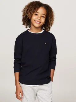T-Shirty I Koszulki Polo*Tommy Hilfiger Longsleeve O Waflowym Splocie DESERT SKY