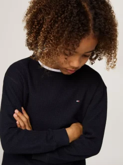 T-Shirty I Koszulki Polo*Tommy Hilfiger Longsleeve O Waflowym Splocie DESERT SKY