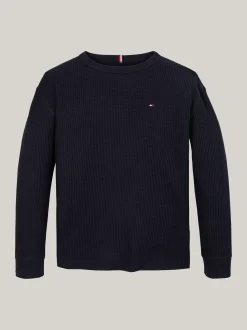 T-Shirty I Koszulki Polo*Tommy Hilfiger Longsleeve O Waflowym Splocie DESERT SKY