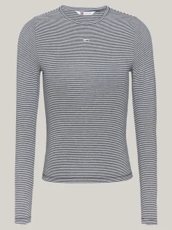 T-Shirty*Tommy Hilfiger Longsleeve O Wąskim Kroju W Paski DARK NIGHT NAVY / STRIPE