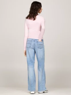 T-Shirty*Tommy Hilfiger Longsleeve O Wąskim Kroju W Paski BALLET PINK / STRIPE