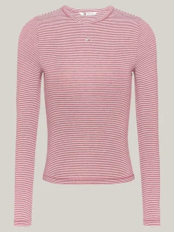 T-Shirty*Tommy Hilfiger Longsleeve O Wąskim Kroju W Paski REGATTA RED / STRIPE