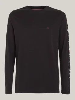 T-Shirty*Tommy Hilfiger Longsleeve O Wąskim Kroju Z Logo BLACK