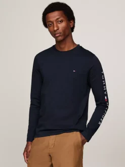 T-Shirty*Tommy Hilfiger Longsleeve O Wąskim Kroju Z Logo DESERT SKY