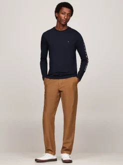 T-Shirty*Tommy Hilfiger Longsleeve O Wąskim Kroju Z Logo DESERT SKY