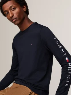 T-Shirty*Tommy Hilfiger Longsleeve O Wąskim Kroju Z Logo DESERT SKY