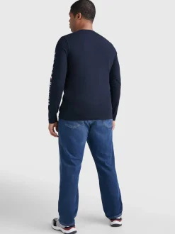 T-Shirty*Tommy Hilfiger Longsleeve O Wąskim Kroju Z Logo DESERT SKY