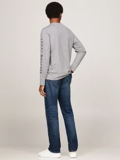 T-Shirty*Tommy Hilfiger Longsleeve O Wąskim Kroju Z Logo MEDIUM GREY HEATHER