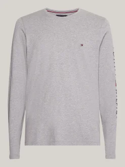 T-Shirty*Tommy Hilfiger Longsleeve O Wąskim Kroju Z Logo MEDIUM GREY HEATHER