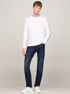 T-Shirty*Tommy Hilfiger Longsleeve O Wąskim Kroju Z Logo WHITE