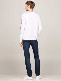 T-Shirty*Tommy Hilfiger Longsleeve O Wąskim Kroju Z Logo WHITE