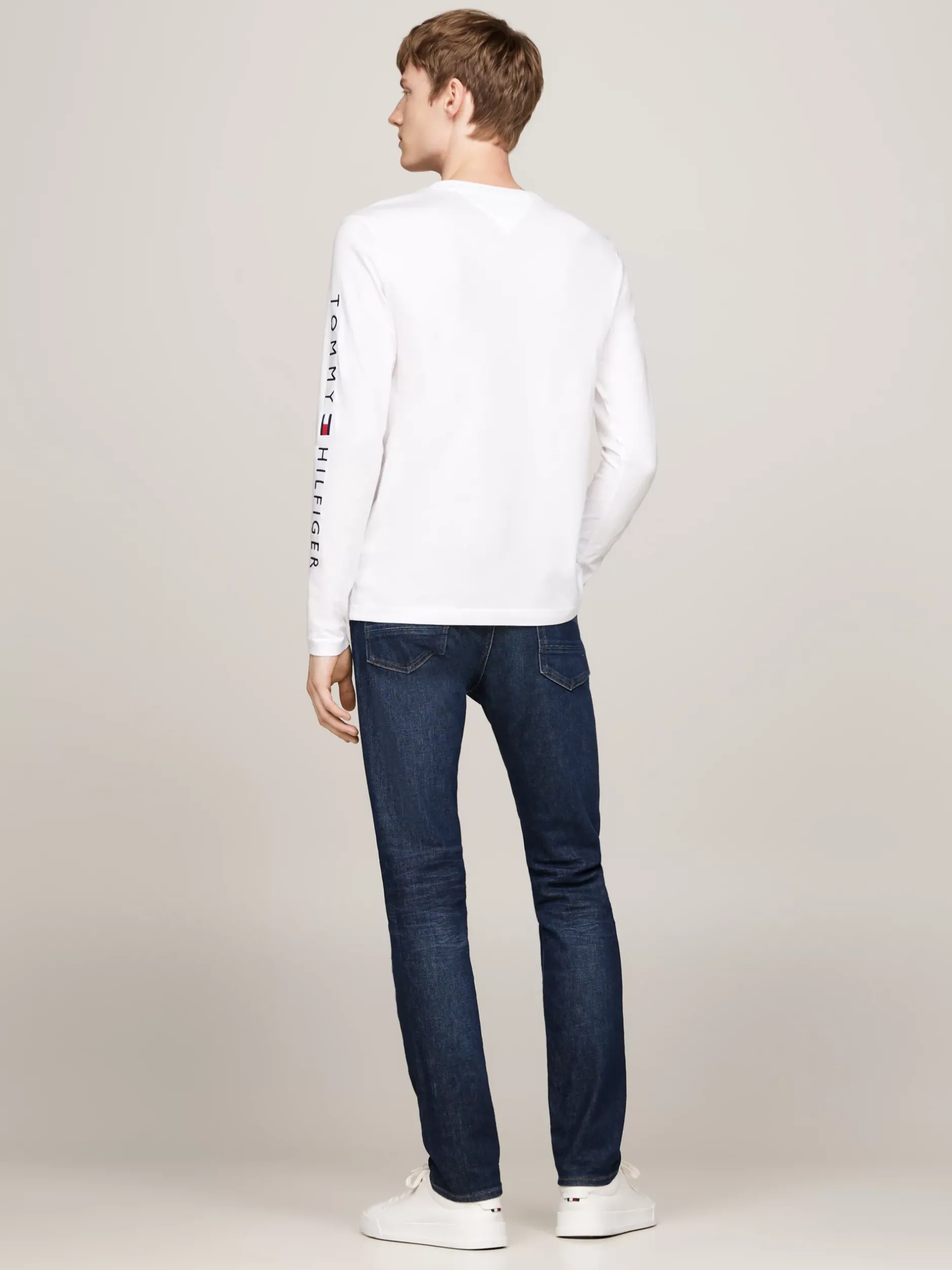 T-Shirty*Tommy Hilfiger Longsleeve O Wąskim Kroju Z Logo WHITE