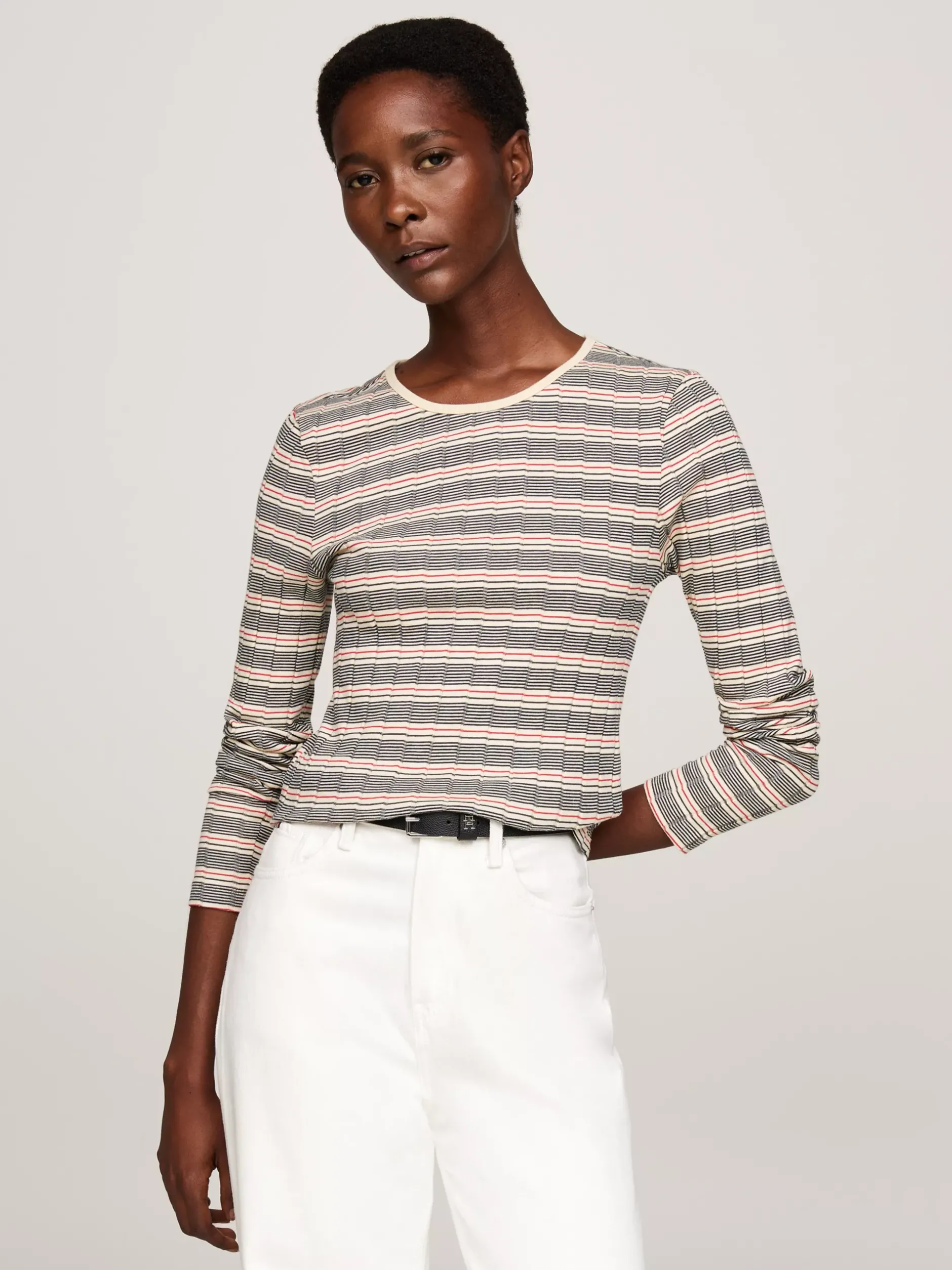 T-Shirty*Tommy Hilfiger Longsleeve O Wąskim Kroju W Paski RWB STRIPE