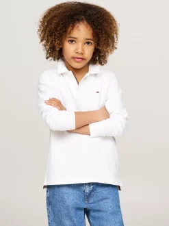 T-Shirty I Koszulki Polo*Tommy Hilfiger Longsleeve Polo Essential O Regularnym Kroju WHITE
