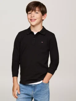 T-Shirty I Koszulki Polo*Tommy Hilfiger Longsleeve Polo Z Flagą Hilfiger BLACK