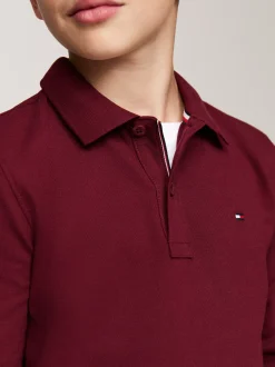 T-Shirty I Koszulki Polo*Tommy Hilfiger Longsleeve Polo Z Flagą Hilfiger DEEP ROUGE