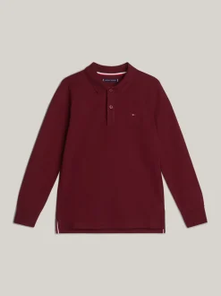 T-Shirty I Koszulki Polo*Tommy Hilfiger Longsleeve Polo Z Flagą Hilfiger DEEP ROUGE