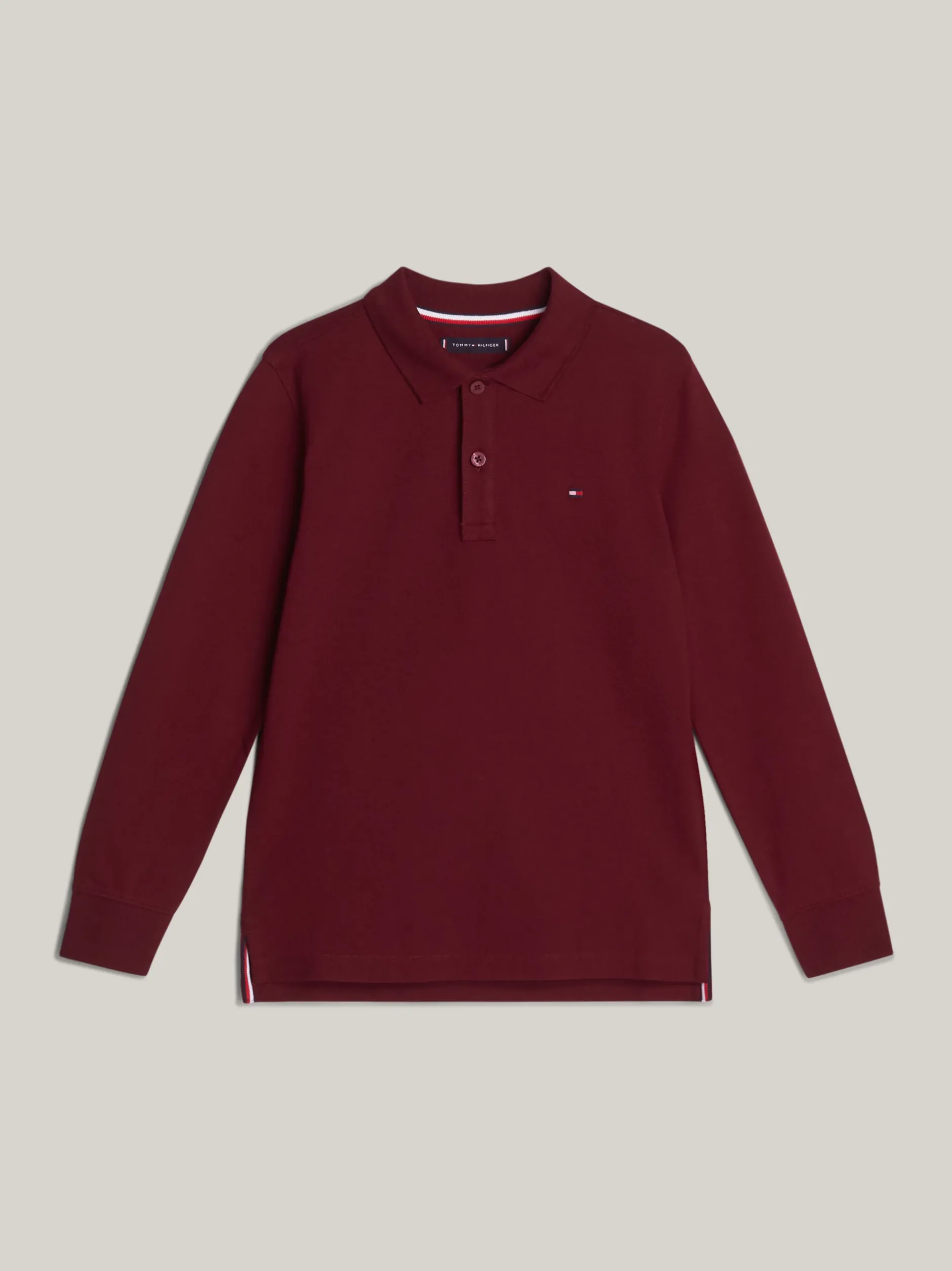 T-Shirty I Koszulki Polo*Tommy Hilfiger Longsleeve Polo Z Flagą Hilfiger DEEP ROUGE