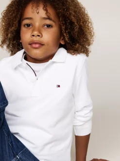 T-Shirty I Koszulki Polo*Tommy Hilfiger Longsleeve Polo Z Flagą Hilfiger WHITE