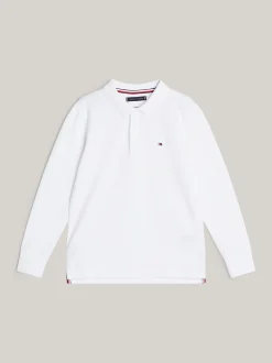 T-Shirty I Koszulki Polo*Tommy Hilfiger Longsleeve Polo Z Flagą Hilfiger WHITE