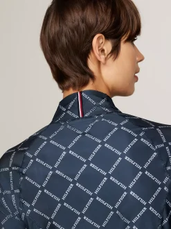 T-Shirty*Tommy Hilfiger Longsleeve Sport Z Krótkim Zamkiem DIAMOND MONOTYPE/ MILITARY DENIM