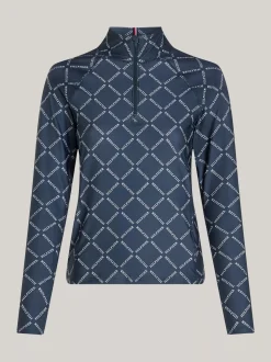T-Shirty*Tommy Hilfiger Longsleeve Sport Z Krótkim Zamkiem DIAMOND MONOTYPE/ MILITARY DENIM