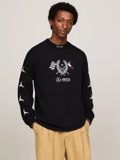 T-Shirty*Tommy Hilfiger Longsleeve Tommy X Mercedes F1 X CR Z Logo BLACK