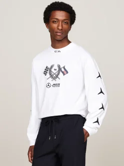 T-Shirty*Tommy Hilfiger Longsleeve Tommy X Mercedes F1 X CR Z Logo WHITE