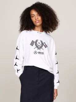 T-Shirty*Tommy Hilfiger Longsleeve Tommy X Mercedes F1 X CR Z Logo WHITE
