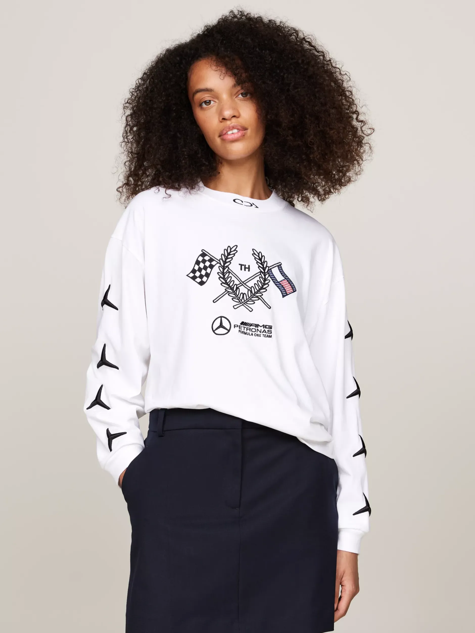 T-Shirty*Tommy Hilfiger Longsleeve Tommy X Mercedes F1 X CR Z Logo WHITE