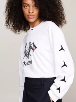 T-Shirty*Tommy Hilfiger Longsleeve Tommy X Mercedes F1 X CR Z Logo WHITE