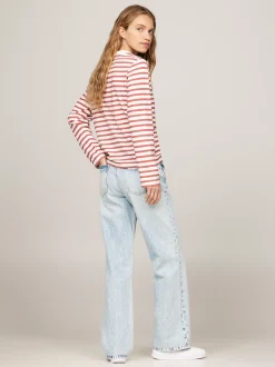 T-Shirty*Tommy Hilfiger Longsleeve W Paski REG STP ANCIENT WHITE/ TERRA RED