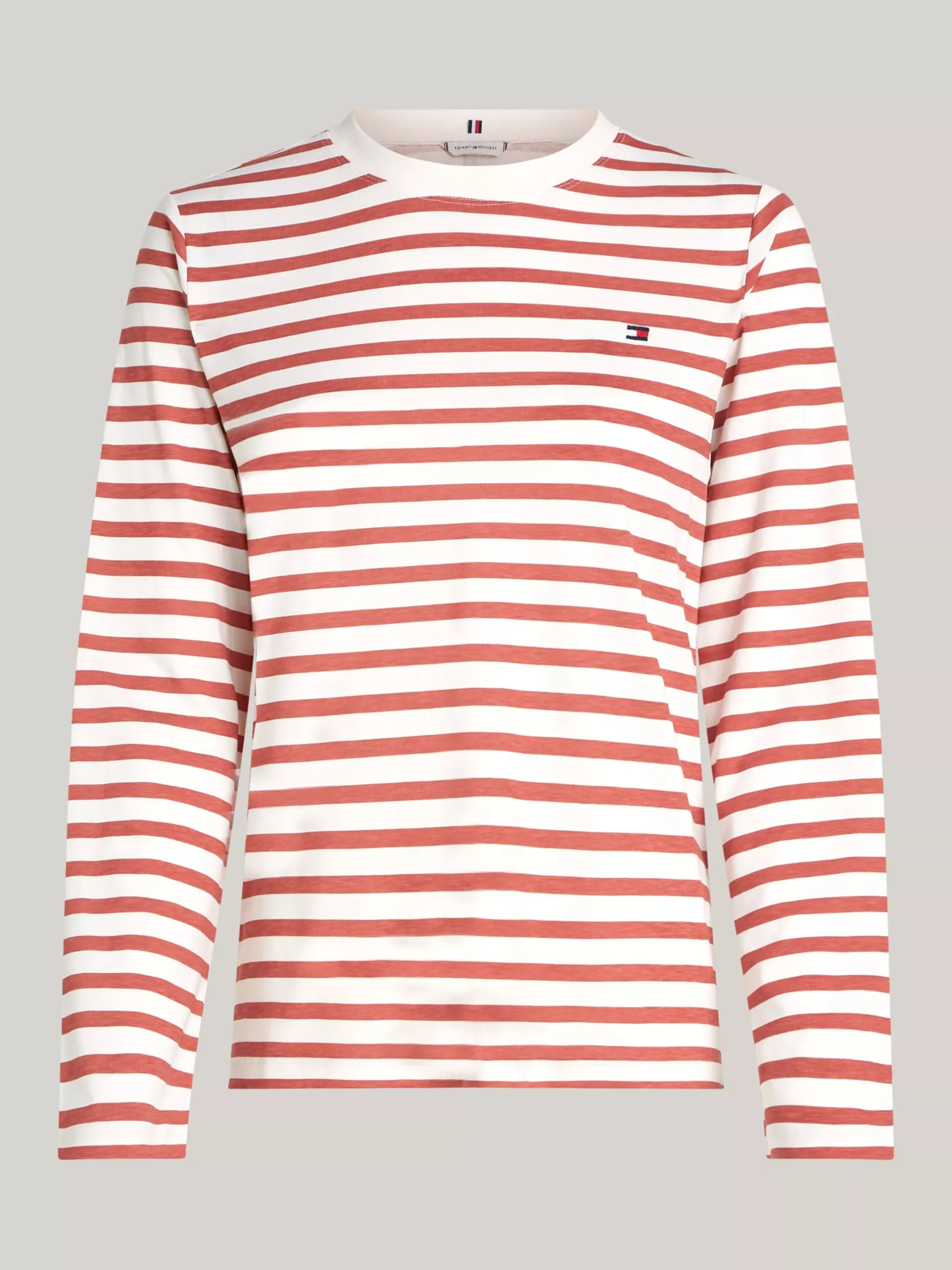 T-Shirty*Tommy Hilfiger Longsleeve W Paski REG STP ANCIENT WHITE/ TERRA RED