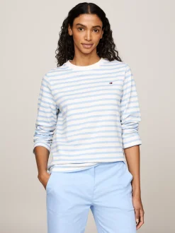 T-Shirty*Tommy Hilfiger Longsleeve W Paski REG STP ANCIENT WHITE/ VESSEL BLUE