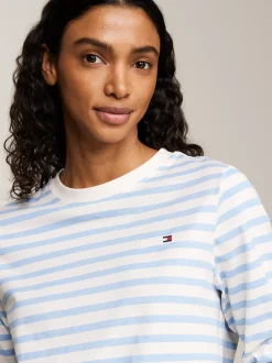 T-Shirty*Tommy Hilfiger Longsleeve W Paski REG STP ANCIENT WHITE/ VESSEL BLUE