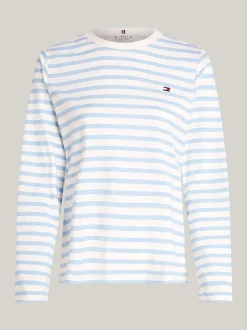 T-Shirty*Tommy Hilfiger Longsleeve W Paski REG STP ANCIENT WHITE/ VESSEL BLUE