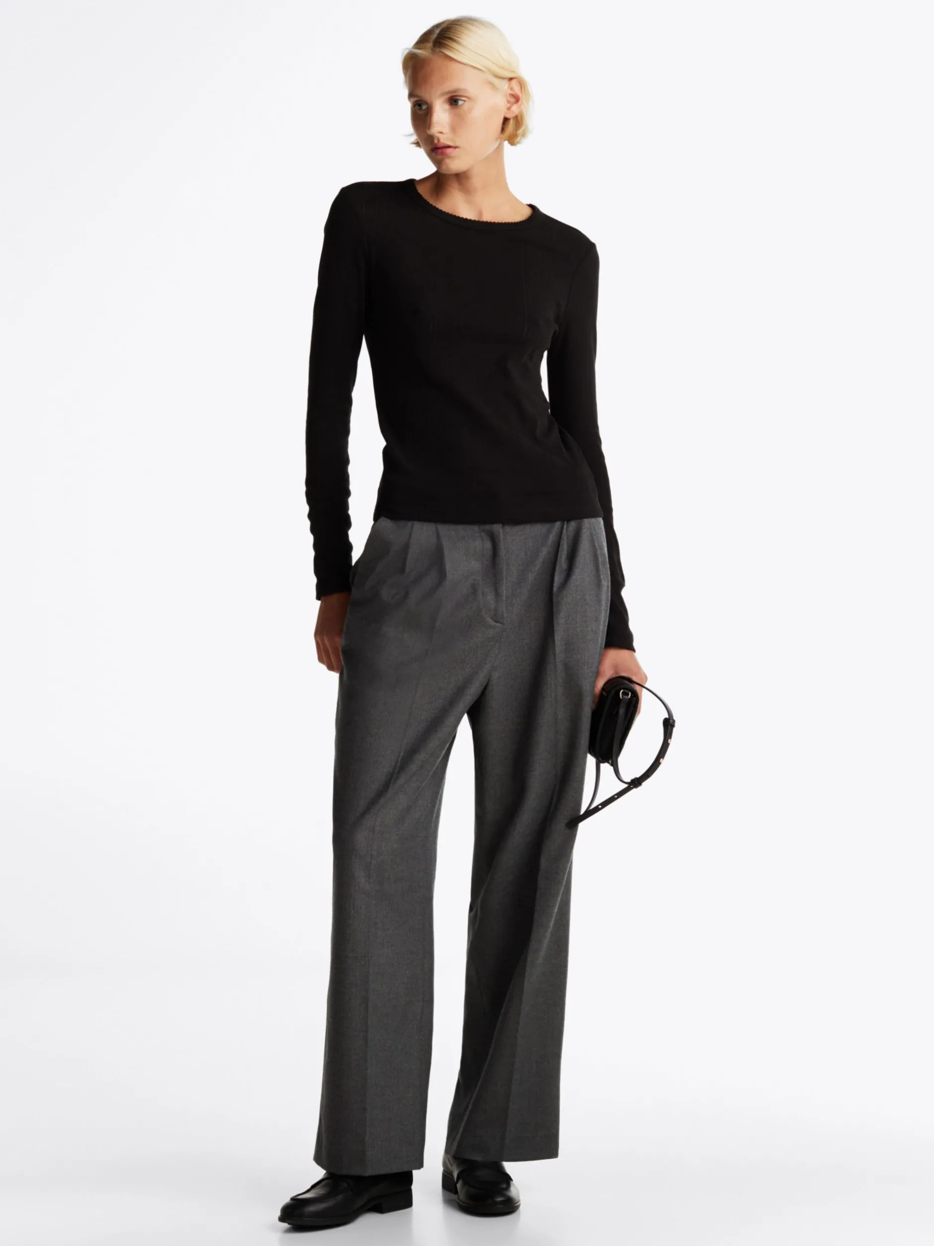 T-Shirty*Tommy Hilfiger Longsleeve We Wzór Pointelle BLACK