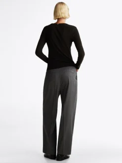 T-Shirty*Tommy Hilfiger Longsleeve We Wzór Pointelle BLACK