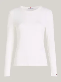 T-Shirty*Tommy Hilfiger Longsleeve We Wzór Pointelle ANCIENT WHITE