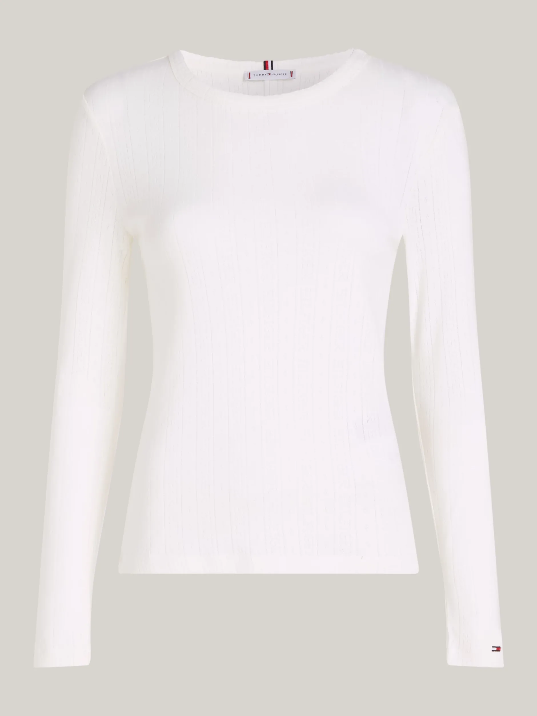 T-Shirty*Tommy Hilfiger Longsleeve We Wzór Pointelle ANCIENT WHITE