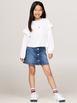 Topy I T-Shirty*Tommy Hilfiger Longsleeve Z Kaligrafowanym Logo WHITE