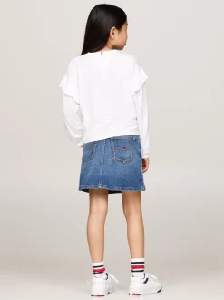 Topy I T-Shirty*Tommy Hilfiger Longsleeve Z Kaligrafowanym Logo WHITE