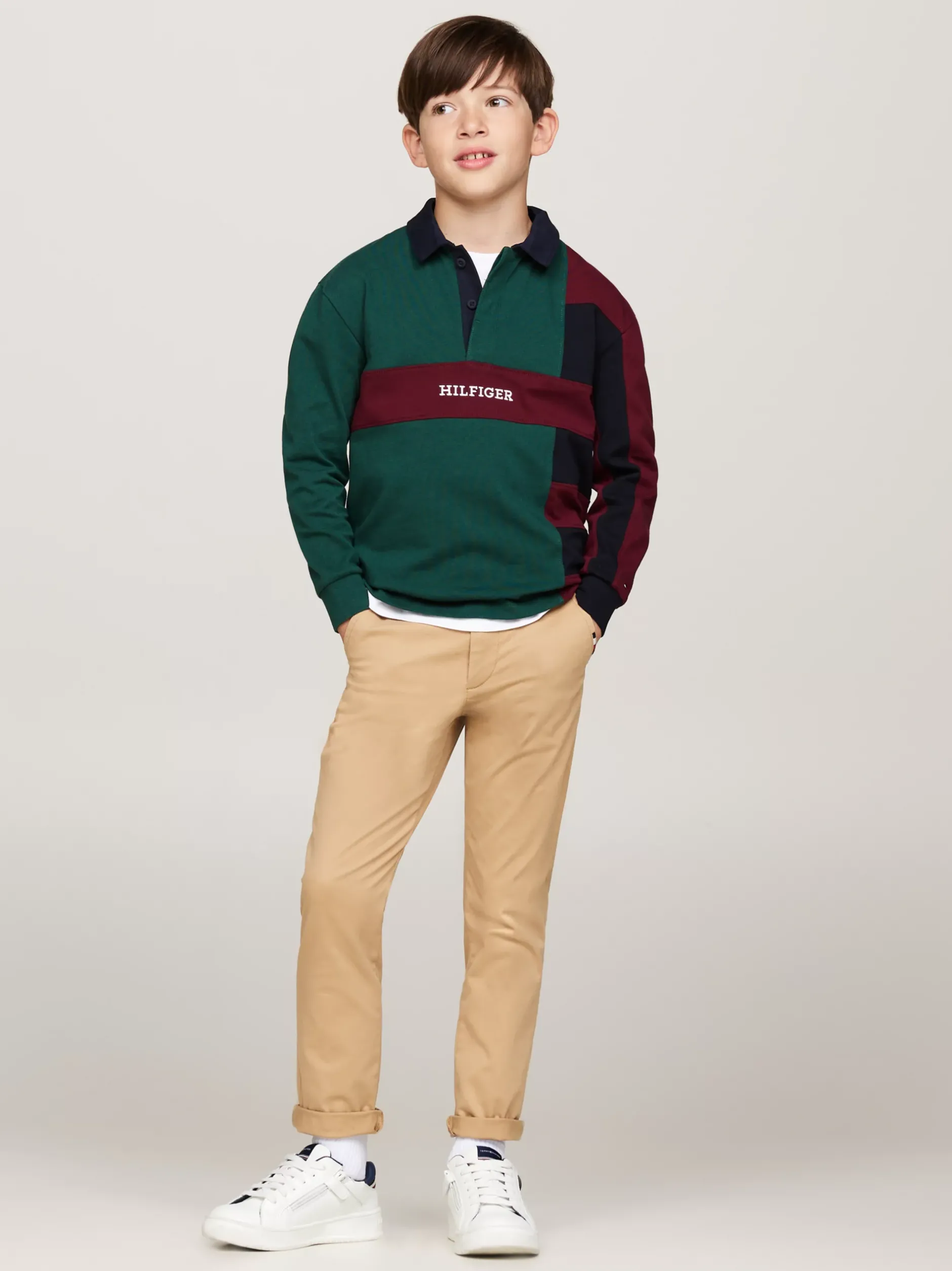 T-Shirty I Koszulki Polo*Tommy Hilfiger Longsleeve Z Kołnierzykiem Polo ORNAMENTAL GREEN / ROUGE / BLUE
