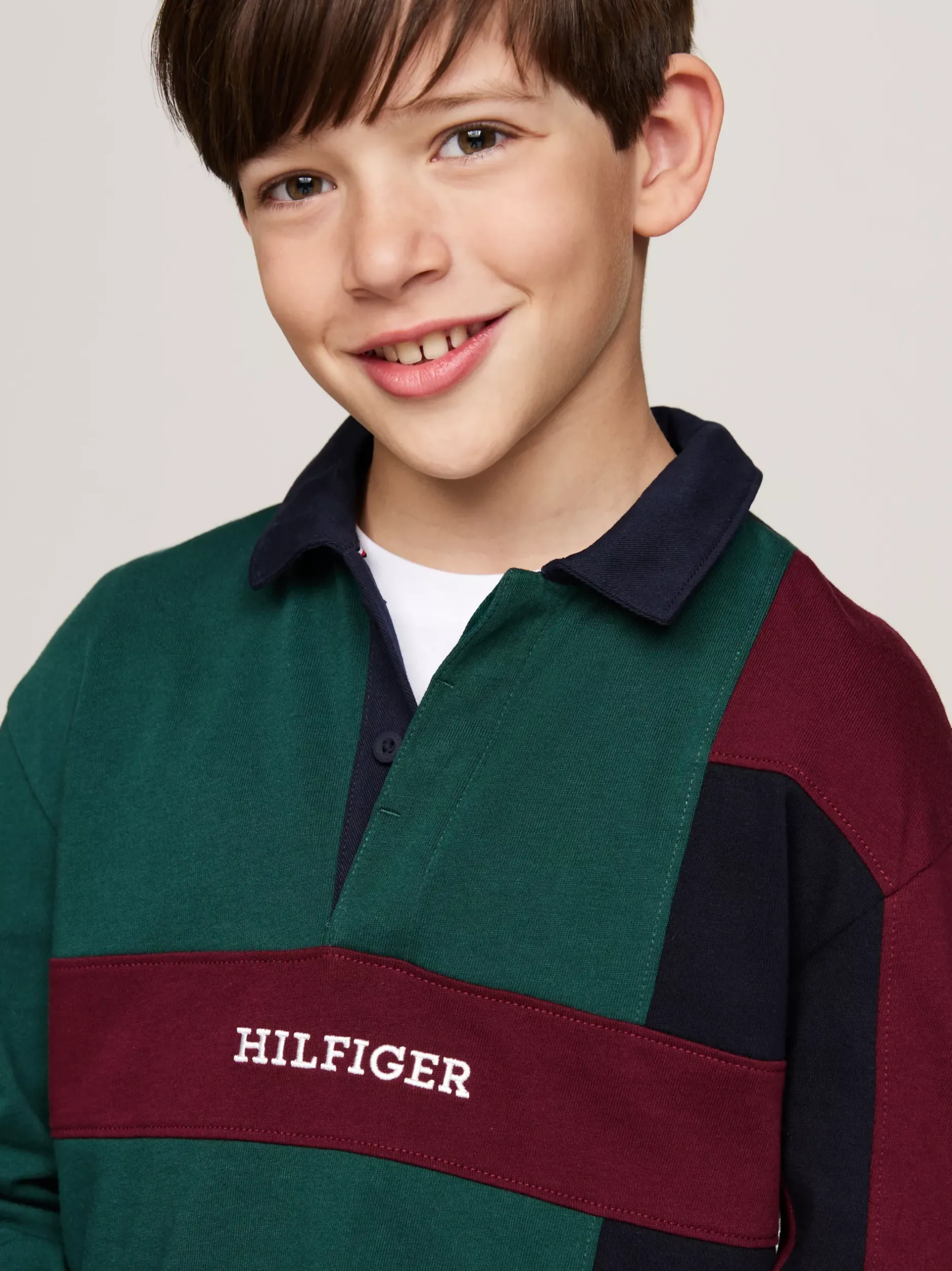 T-Shirty I Koszulki Polo*Tommy Hilfiger Longsleeve Z Kołnierzykiem Polo ORNAMENTAL GREEN / ROUGE / BLUE