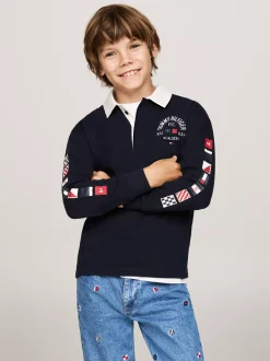 T-Shirty I Koszulki Polo*Tommy Hilfiger Longsleeve Z Kołnierzykiem Polo DESERT SKY
