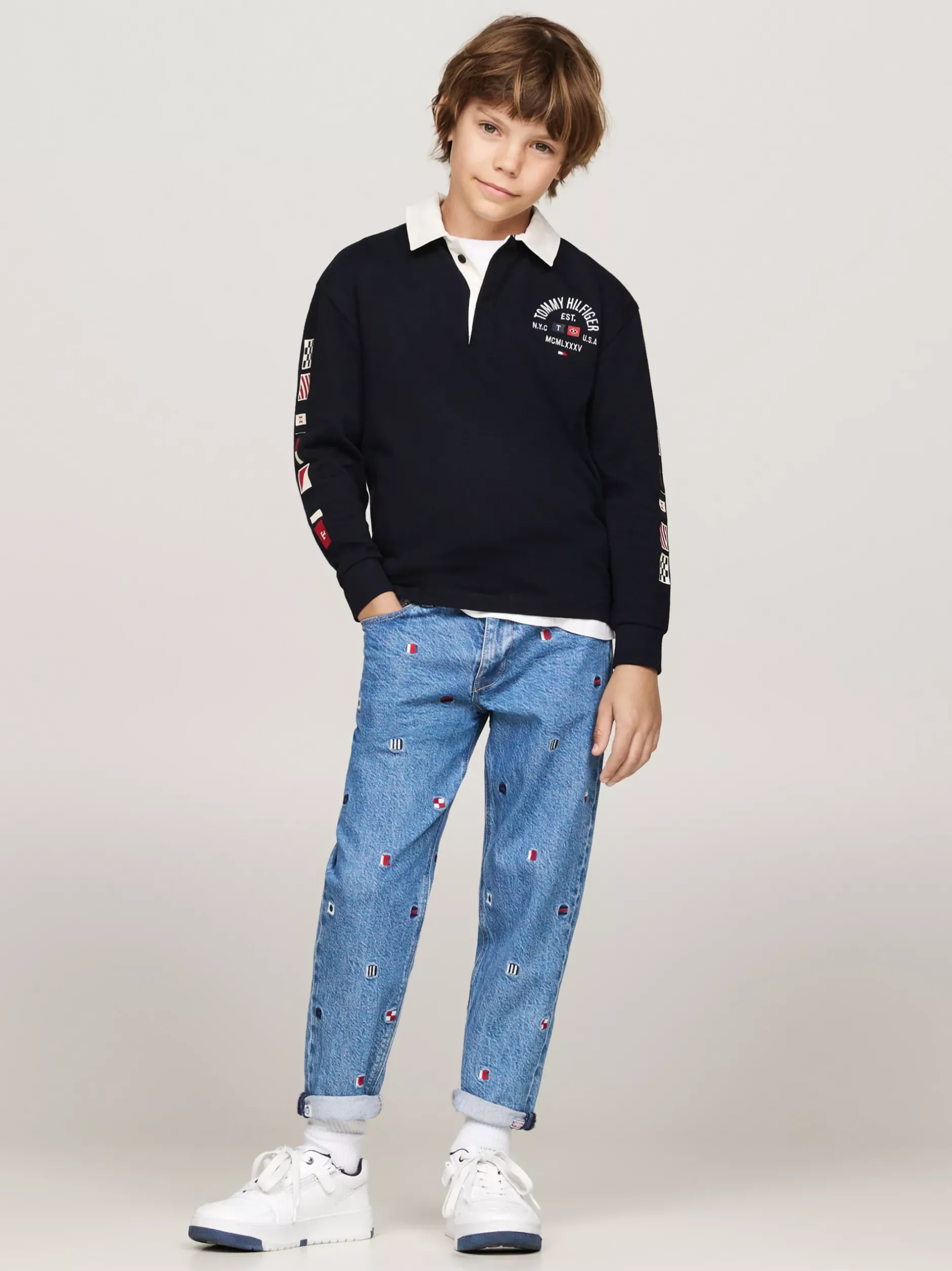 T-Shirty I Koszulki Polo*Tommy Hilfiger Longsleeve Z Kołnierzykiem Polo DESERT SKY