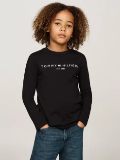 Topy I T-Shirty|T-Shirty I Koszulki Polo*Tommy Hilfiger Longsleeve Z Logo BLACK