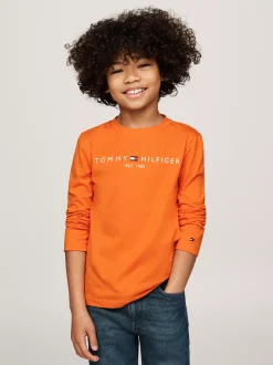 Topy I T-Shirty|T-Shirty I Koszulki Polo*Tommy Hilfiger Longsleeve Z Logo ORANGE THUNDER