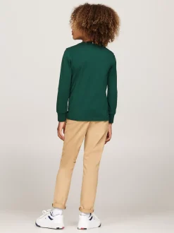 T-Shirty I Koszulki Polo*Tommy Hilfiger Longsleeve Z Logo Hilfiger ORNAMENTAL GREEN