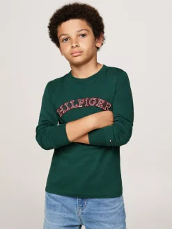 T-Shirty I Koszulki Polo*Tommy Hilfiger Longsleeve Z Logo Hilfiger Monotype ORNAMENTAL GREEN